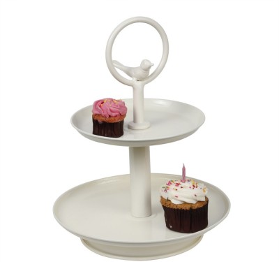 Elan Tweet 2 Tier Cake Cupcake & Dessert Stand, Cupcake Display Stand Stainless Steel Cake Server(White, Pack of 1)