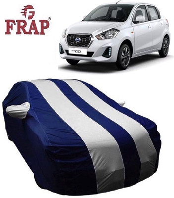 Frap Car Cover For Datsun GO NXT (With Mirror Pockets)(White, Blue)