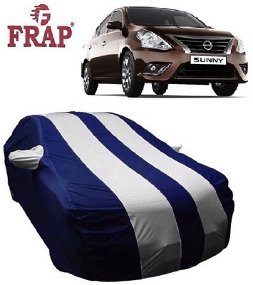 Frap Car Cover For Nissan Sunny (With Mirror Pockets)(White, Blue)