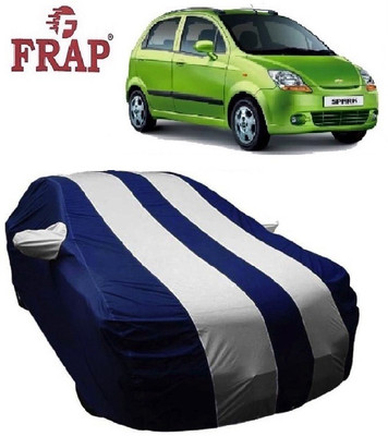 Frap Car Cover For Chevrolet Spark (With Mirror Pockets)(White, Blue)