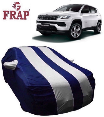 Frap Car Cover For Jeep Compass (With Mirror Pockets)(White, Blue)