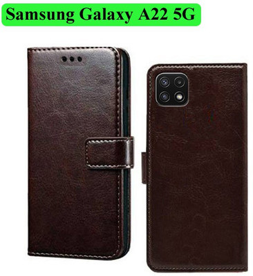 Wynhard Flip Cover for Samsung Galaxy A22 5G(Brown, Grip Case, Pack of: 1)