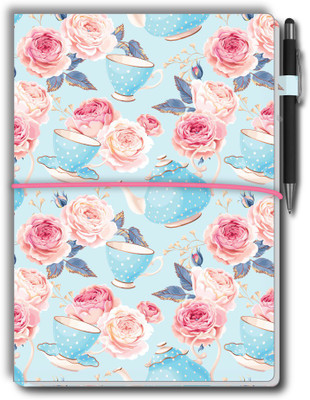 Nourish Small (7x5 in) Memo Pad with Sticky Notes, Stylus Pen & 1 Extra Pad… A6 Memo Pad Ruled and Unruled 50 Pages(TEA PARTY)