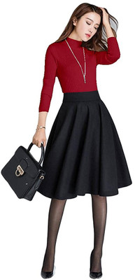 HRJ CREATION Women Two Piece Dress Red Knee Length Dress