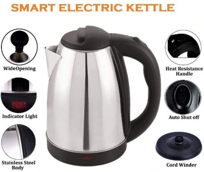 M2 ENTERPRISE Stainless Steel Electric Heat Kettle 2.0 litres for Tea,Coffee,Milk,Water Heater Electric Kettle Multi Cooker Electric Kettle (2 L, Silver) Electric Kettle(2 L, Silver)