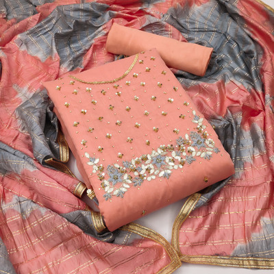 Shadow & Saining Chanderi Self Design Salwar Suit Material