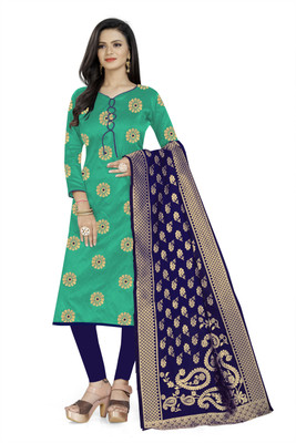 manvaa Silk Blend Self Design Kurta & Churidar Material