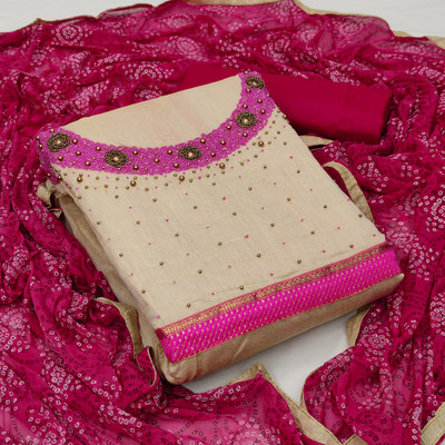 Shadow & Saining Cotton Blend Self Design Salwar Suit Material
