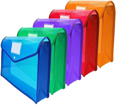 SHINING ZON Button Folder Document File(Set Of 5, Multicolor)