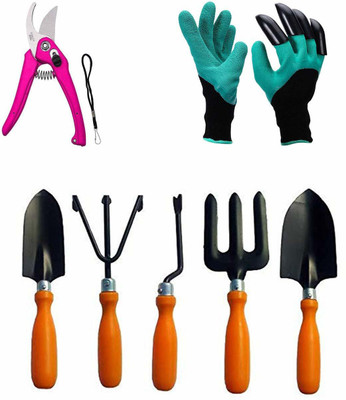 IBEX Garden Trowel Set with Pruner and Gloves Garden Tool Kit(7 Tools)