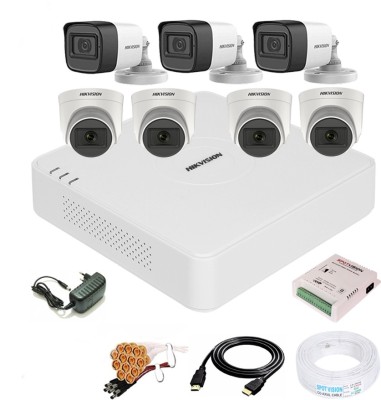 HIKVISION 8 Channal Turbo HD H.265 DVR 1Pcs,Outdoor Camera 5 MP Turbo HD AUDIO 3Pcs,Indoor Camera 5 MP Turbo HD AUDIO 4Pcs, ,Full combo set Security Camera(8 Channel)