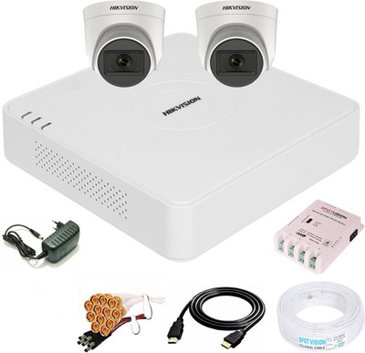 HIKVISION 4 Channal Turbo HD H.265 DVR 1Pcs,Indoor Camera 5 MP Turbo HD AUDIO 2Pcs, ,Full combo set Security Camera(4 Channel)