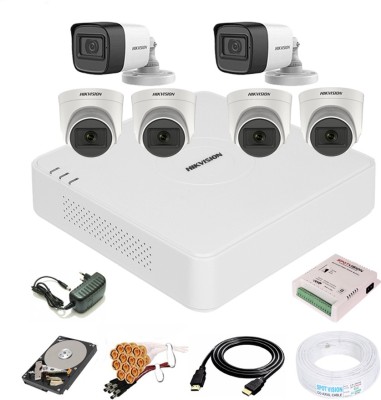 HIKVISION 8 Channal Turbo HD H.265 DVR 1Pcs,Outdoor Camera 5 MP Turbo HD AUDIO 2Pcs,Indoor Camera 5 MP Turbo HD AUDIO 4Pcs,1 TB Surveillance Hard Disk,Full combo set Security Camera(1 TB, 8 Channel)