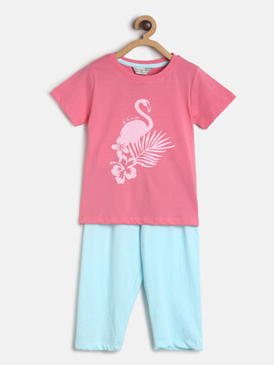 TALES & STORIES Baby Girls Casual Top Capri(Pink)
