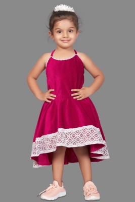 Mirrow Trade Baby Girls Below Knee Party Dress(Pink, Sleeveless)