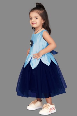 Fashion Dream Girls Calf Length Festive/Wedding Dress(Blue, Sleeveless)