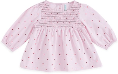 Pantaloons Baby Baby Girls Casual Pure Cotton A-line Top(Pink, Pack of 1)