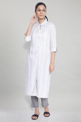 Aurelia Women Geometric Print Straight Kurta(White)