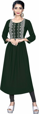 Fashwear Clothing Women Block Print A-line Kurta(Green)