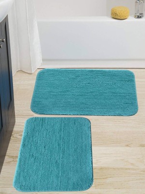 MODERN FAB Microfiber Door Mat(AQUA, Medium, Pack of 2)