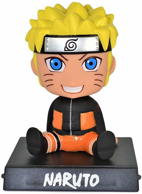 Elegant Lifestyle Japanese Character Naruto Big Size Bobble Head - Action Figure Moving Head Bobblehead Spring Dancing Pvc Bobble Toy Car Dashboard Bounce Toys for Car Interior Dashboard Expression Bobblehead for Car Dashboard and Office(Yellow, Orange, Brown)
