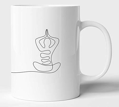 Couples Emotion Yoga Sketch White Ceramic Coffee or Tea Cup Best for Gift 350ml or 11Oz Ceramic Coffee Mug(330 ml)