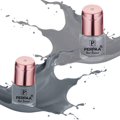 Perpaa Rose Gold Quick-drying, Long-Lasting Gel Based Nail Polish Combo of 2(8 ml each) Silver & Grey(Pack of 2)