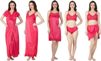 ovida Women Nighty Set(Pink)