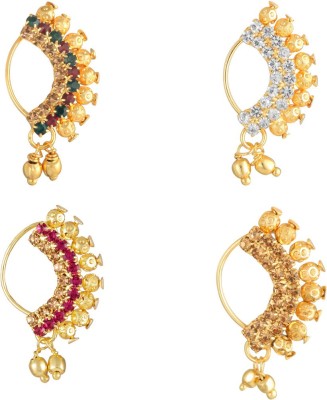 VK Fashion Jewels Cubic Zirconia Gold-plated Plated Brass, Alloy Nathiya(Pack of 4)