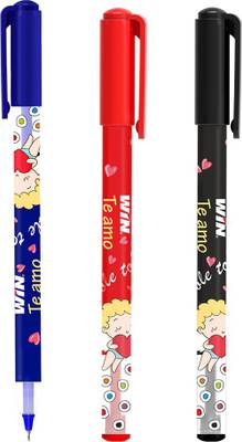 Win Te amo Ball Pens | 100 Pcs (50 Blue Ink, 40 Black Ink, 10 Red Ink) | The Magic of Gel in a Ball Pen | 0.7mm tip for Smooth & Precision Writing | Cute & Stylish Printed Body with Angel & Heart | Te Amo bole toh Love | Perfect Writing Partner for Kids | Budget Friendly Stick Ball Pen