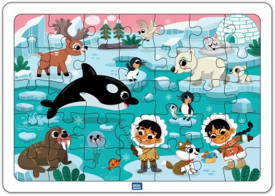 Minileaves Polar Adventure Wooden Jigsaw Puzzles 3+ Age 35 Pic with Wooden Tray(35 Pieces)