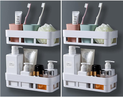 STARLLER Multipurpose Wall Mount Bathroom Shelf and Rack for Home and Kitchen. Adhesive Sticker Support Without Drilling. Make in India (4 Bathroom Shelf, White) Plastic Wall Shelf(Number of Shelves - 4, White) STARLLER Multipurpose Wall Mount Bathroom Shelf and Rack for Home and Kitchen. Adhesive Sticker Support Without Drilling. Make in India (4 Bathroom Shelf, White) Plastic Wall Shelf(Number of Shelves - 4, White)