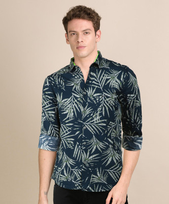 The Indian Garage Co. Men Printed Casual Dark Blue Shirt