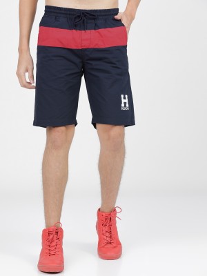 HIGHLANDER Color Block Men Red, Blue Regular Shorts