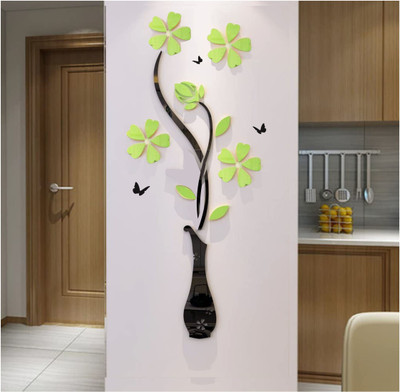 Gprint 78.74 cm 3D Acrylic Wall Sticker Flower and Vase Double-sided Sticker(Pack of 1)