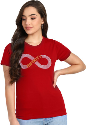 SHASHVI Printed Women Round Neck Red T-Shirt