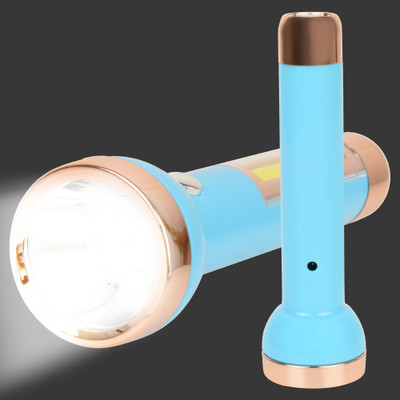 Care 4 1703 1+2W Strong LED COB Light with 2 mode Action with 8hrs Continuous Working Power (1800mAh) Aluminium Reflector with Micro Halogeno Technology Runtime : 8hrs Torch Torch Torch(Blue, 15 cm, Rechargeable)