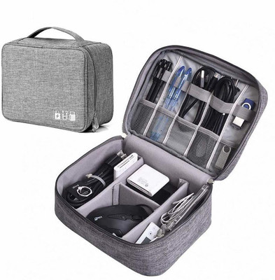 EZLOOT Eco-Friendly Digital Electronics Accessories Storage Bag Adjustable Multi-Compartment Travel Organizer(Grey)