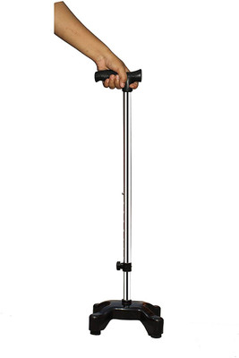 KDS SURGICAL 4 Leg Quadripod Chrome Black Height Adjustable Walking Stick