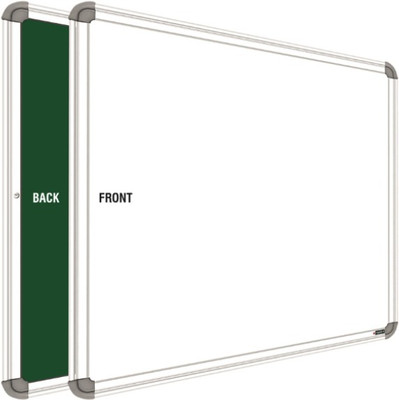 SRIRATNA Non Magnetic Non- Magnetic 1.5 X 2 feet Glossy White Board, One Side White Board Marker and Reverse Side Green Chalk Board Surface (45 cm x 60 cm) Whiteboards and Duster Combos(Green, White)