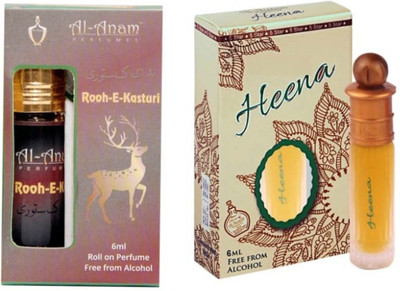 Al-Anam Rooh E Kasturi And Nuaim Heena Attar 6Ml PAck Of 2 Floral Attar(Musk)