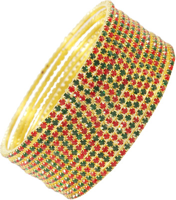 Zulka Get Your Traditions Metal Gold-plated Bangle Set(Pack of 12)