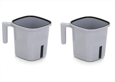 OYSTIO Square Plastic Bath Set of 2 Pcs Durable Long Lasting Quality, Bathroom Set Plastic Bath (1.5 ml) Plastic Bath Mug