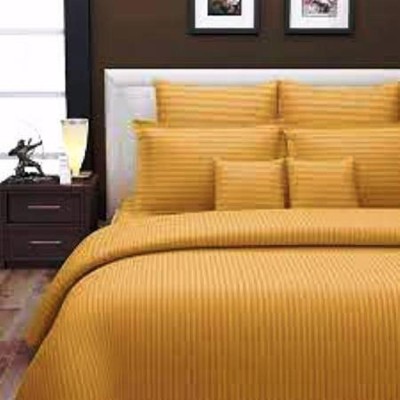 Universal shade 300 TC Cotton Double Striped Flat Bedsheet(Pack of 1, Gold)