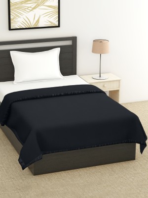 Bombay Dyeing Solid Single AC Blanket for  Mild Winter(Satin, Black)
