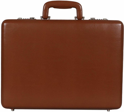 IRHA Faux Leather Briefcase Bag File bag Locking Features and inner Mesh Pocket Medium Briefcase - For Men & Women(Tan)