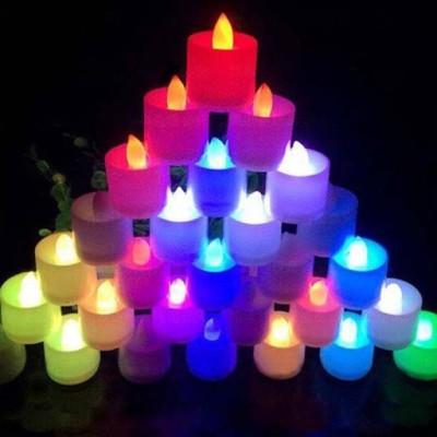 Mahi Enterprises multi colourede led flameless candles Candle(Multicolor, Pack of 12)