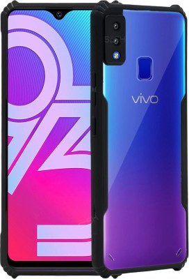 Qcase Back Cover for Vivo Y91(Black, Transparent, Camera Bump Protector, Pack of: 1)