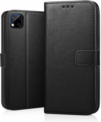 Evett Wallet Case Cover for Poco C3(Black, Shock Proof, Pack of: 1)