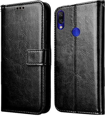 ONCRAVES Flip Cover for Xiaomi Redmi Note 7 Pro (Black, Cases with Holder)(Black, Grip Case, Pack of: 1)